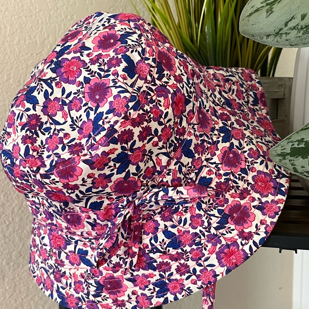 Millymook Girls Sun Hat – Pink & Purple Floral (Size 55cm / 5 Years+)